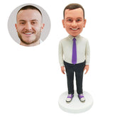 custom bobblehead figure male boss wearing a pair of canvas shoes