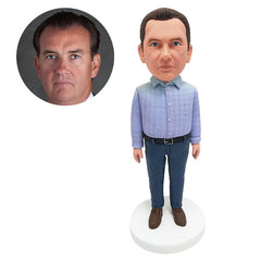 custom made bobble head boss male colleague staff in plaid shirt