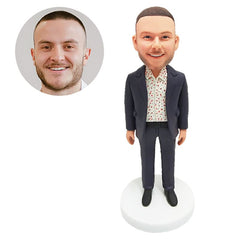 personalised bobblehead figure male boss businessman in floral shirt
