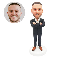 custom bobblehead male colleague with arms crossed