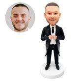 custom made bobblehead figure business man tidying his shirt