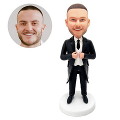 custom made bobblehead figure business man tidying his shirt