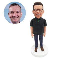 personalised bobblehead figurine boss businessman in polo shirt