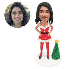 custom bobblehead figure sexy Christmas lady with hands on the hips