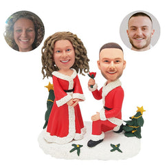custom made bobbleheads figures Christmas Santa couple make a proposal
