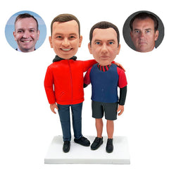 customized bobble heads figures best friends with arms around each other