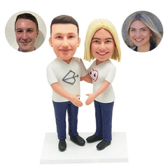 customized bobbleheads figures casual couple lover with arms around each other