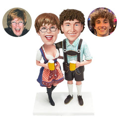 custom made bobble heads figures fashion couple holding beer