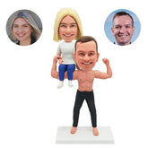personalised bobble heads figures funny couple woman sit on mans shoulder