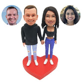 personalized bobblehead figure casual fashionable couple holding hands