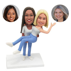 custom made bobbleheads female friends couple figurine
