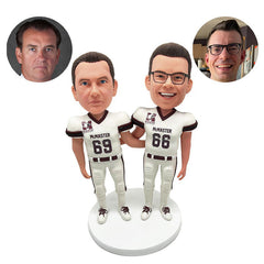 custom bobblehead figure football players with arms acrossed each other