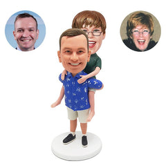custom bobbleheads figures piggyback couple figurine