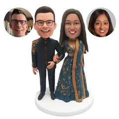 customised bobble head figure indian couple arm in arm