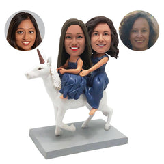 custom made bobbleheads figures mother and daughter couple riding a horse