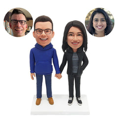 custom made bobble head figure couple hand in hand