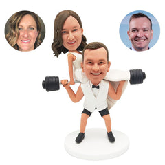personalised bobble heads figures funny weightlifting couple bobbles