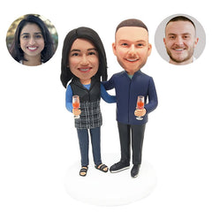 personalized bobble heads figures cheers couple holding goblets