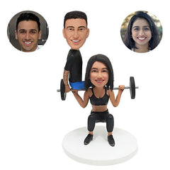 custom made bobble heads gym funny weightlifting couple