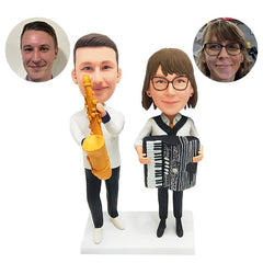 personalised musician bobbleheads figures musician saxophone and accordio players