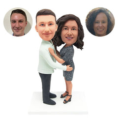 personalized bobbleheads figures couple embracing each other