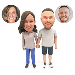 custom made bobble heads figures couple holding hands