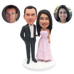 customized couple bobbleheads figures with arms around each other