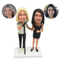 customised bobble head figure best friends singing couple