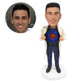 custom bobblehead figure superman doctor tearing shirt