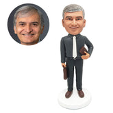 customised bobblehead figure male teacher holding books and a briefcase