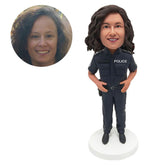 customised bobblehead figure policeman with hands on the belt
