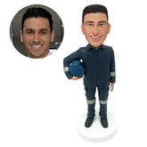 customised soldier bobble head airforce pilot holding a helmet