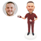 customized bobblehead figurine male dentist holding teeth models