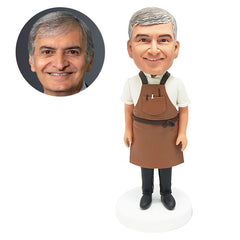custom made bobblehead figure male cook chef wearing an apron