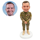 personalised soldier bobble head army military officer in camouflage with hands folded