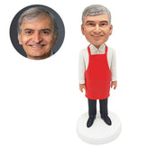 personalized bobblehead cook figure male chef wearing an apron