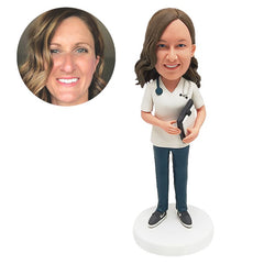 personalized bobble head figure surgeon doctor nurse holding a noteboard