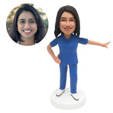 custom bobblehead figure scrubs female doctor dancing