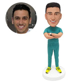 customised bobblehead figure surgeon male doctor with arms crossed