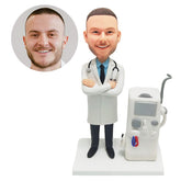 customized bobblehead figure male dentist besides dental instrument