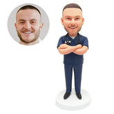 customized bobblehead figure scrubs male surgeon doctor with arms crossed