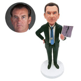 custom made bobblehead figure male doctor holding a X ray photograph