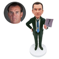 custom made bobblehead figure male doctor holding a X ray photograph