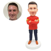 customised bobblehead figure worker with arms crossed