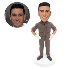 customized bobblehead worker with hands on the hips