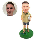 customized bobblehead figure farmer worker holding a shovel