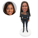 custom bobblehead figure fashion lady in jacket