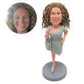 custom bobblehead figure pretty lady making yeah gesture