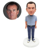 customised bobble head figure man with a bow tie