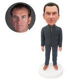 customized bobble head casual man figure in jacket